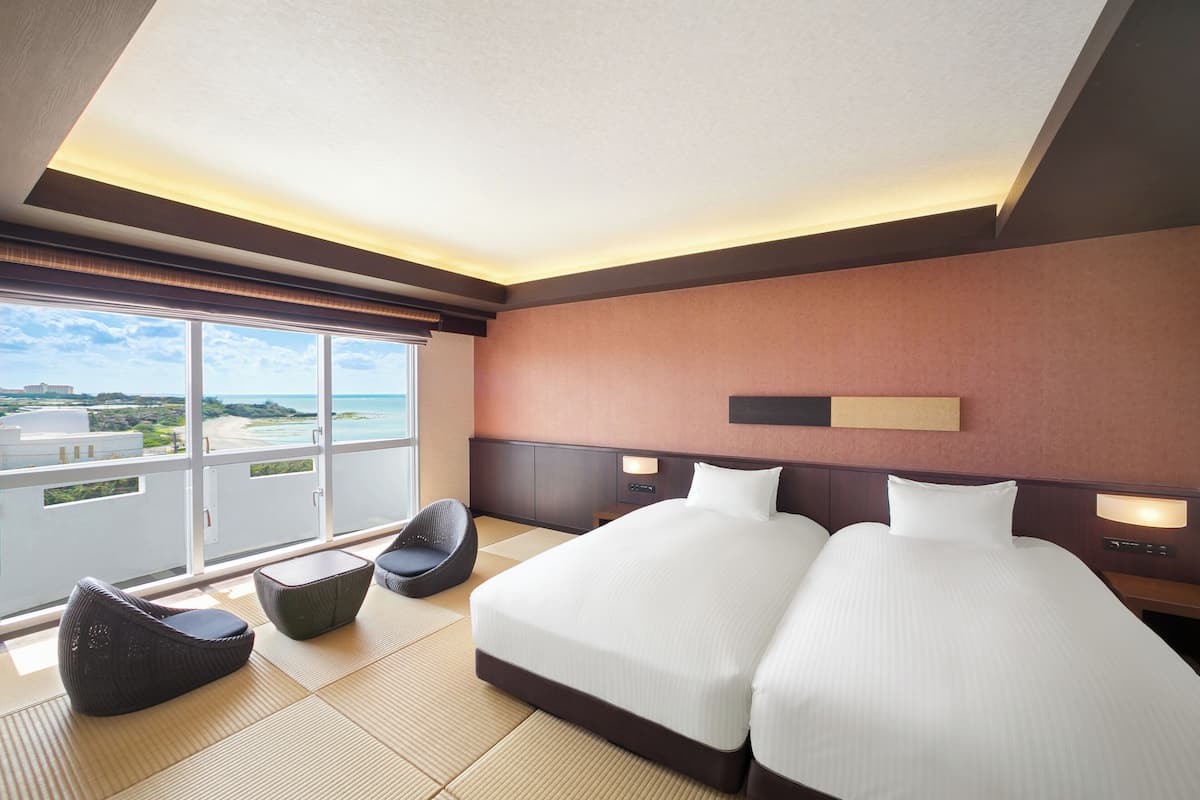 Okinawa Style Room 2 Single beds, Ocean View | In-room safe, free WiFi, bed sheets