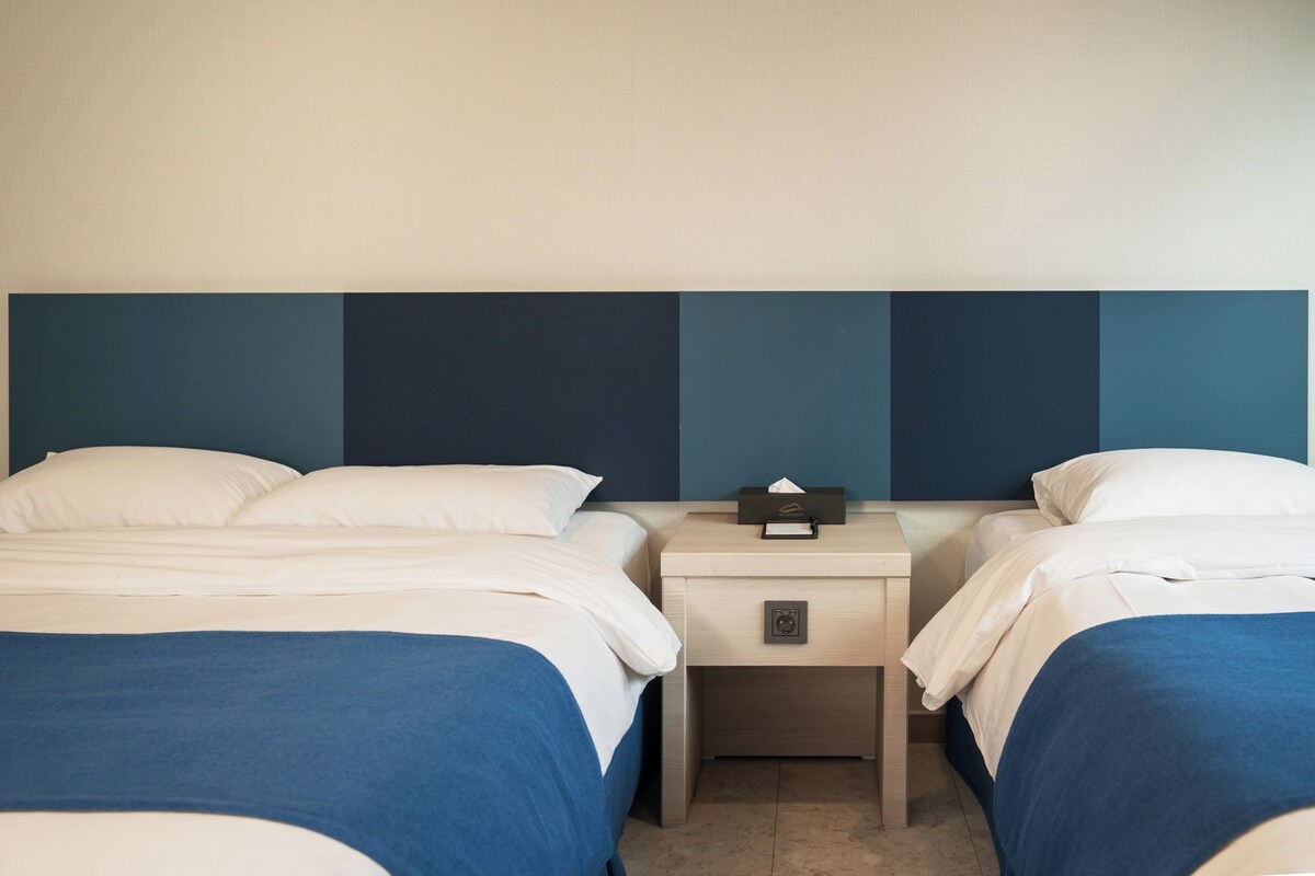 Blackout drapes, WiFi (free), bed sheets