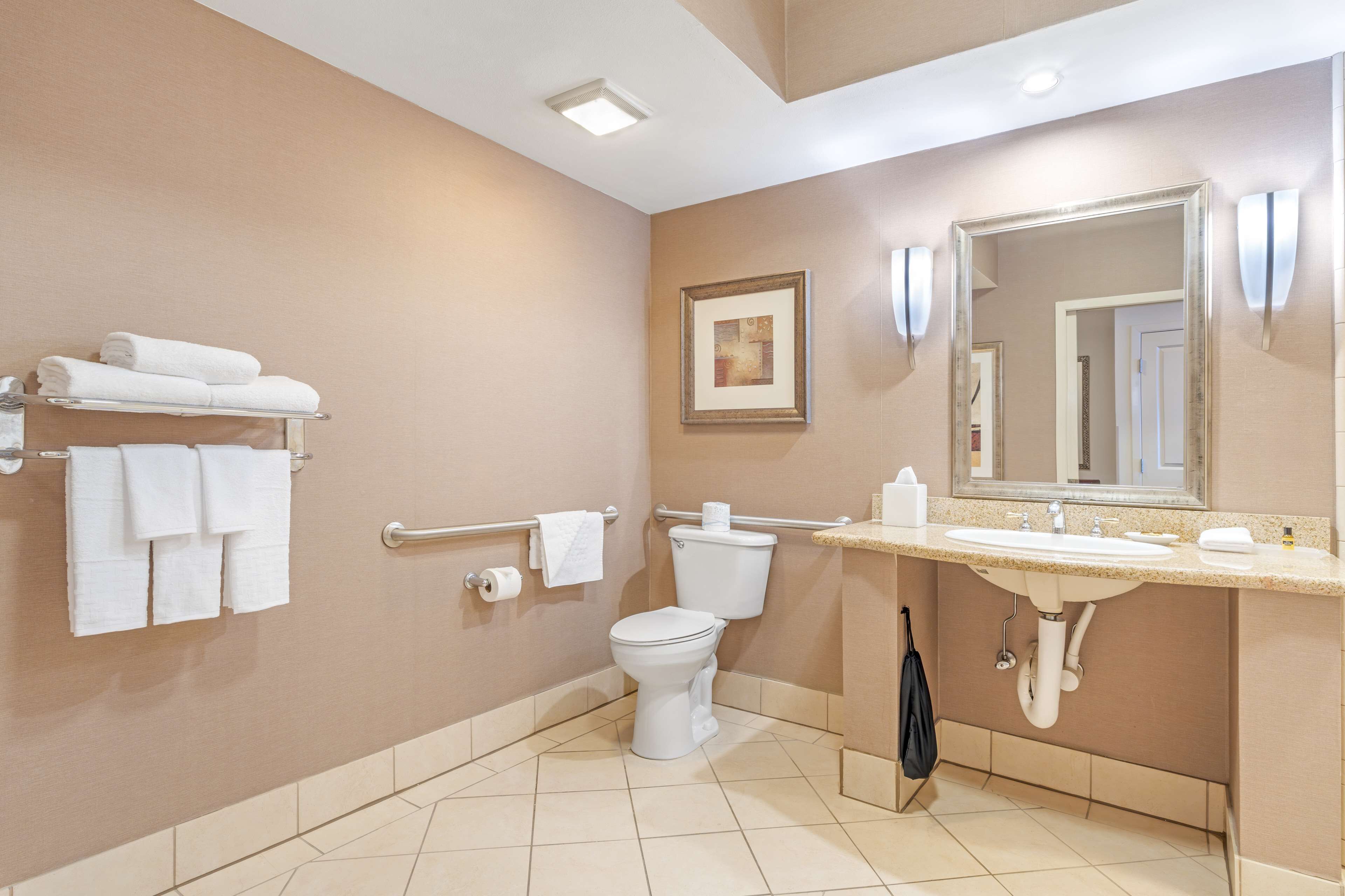 separate bathtub and shower, deep-soaking bathtub, free toiletries