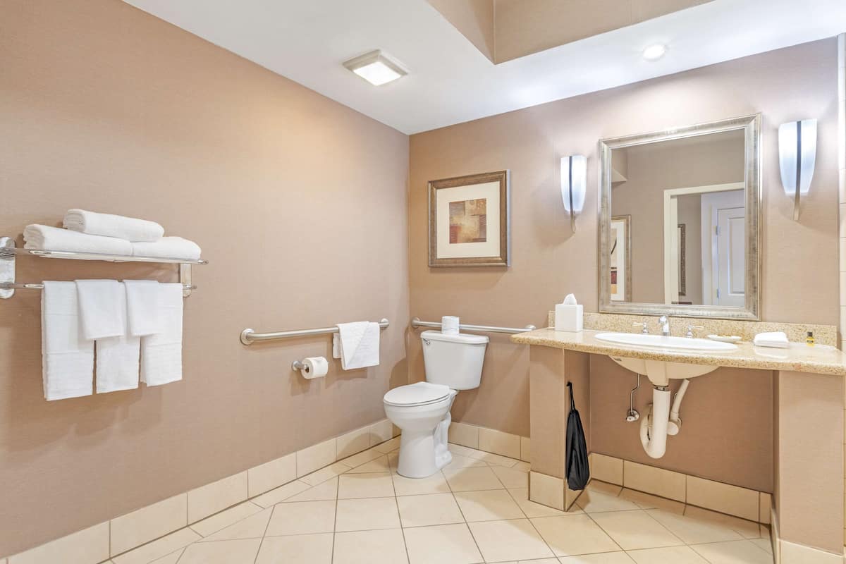 separate bathtub and shower, deep-soaking bathtub, free toiletries