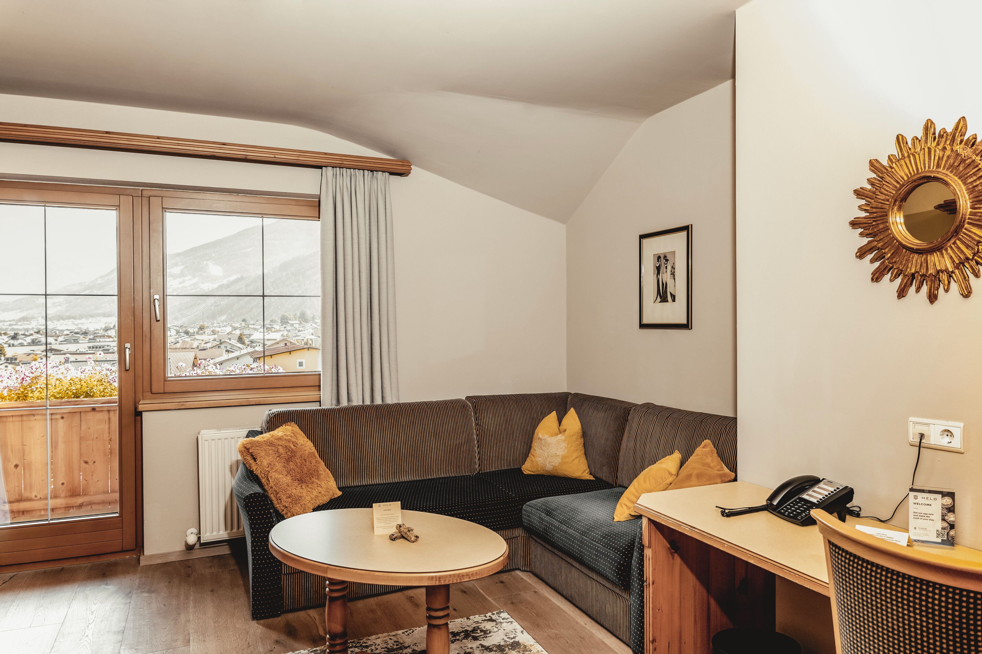 suite, 1 bedroom, sauna, mountain view (wellness) | down duvets, in-room safe, laptop workspace, blackout curtains