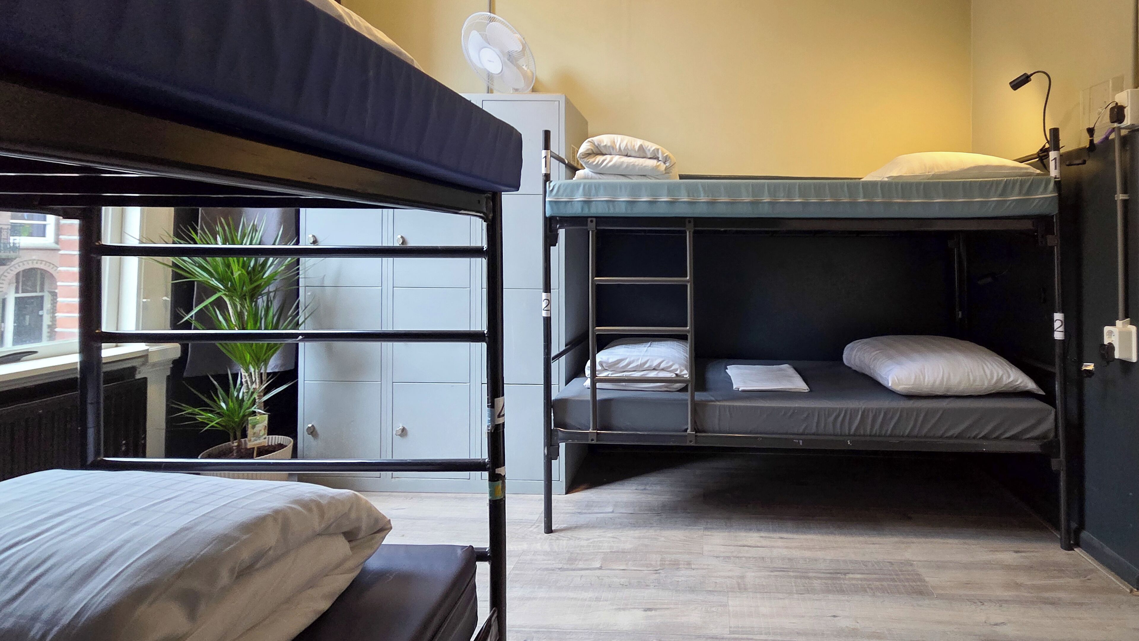 Bed in a 4-bed male dormitory with shared bathroom