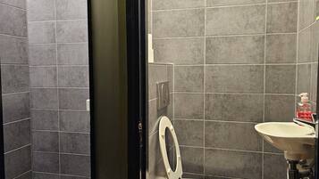Regadera, jabón, shampoo, papel de baño