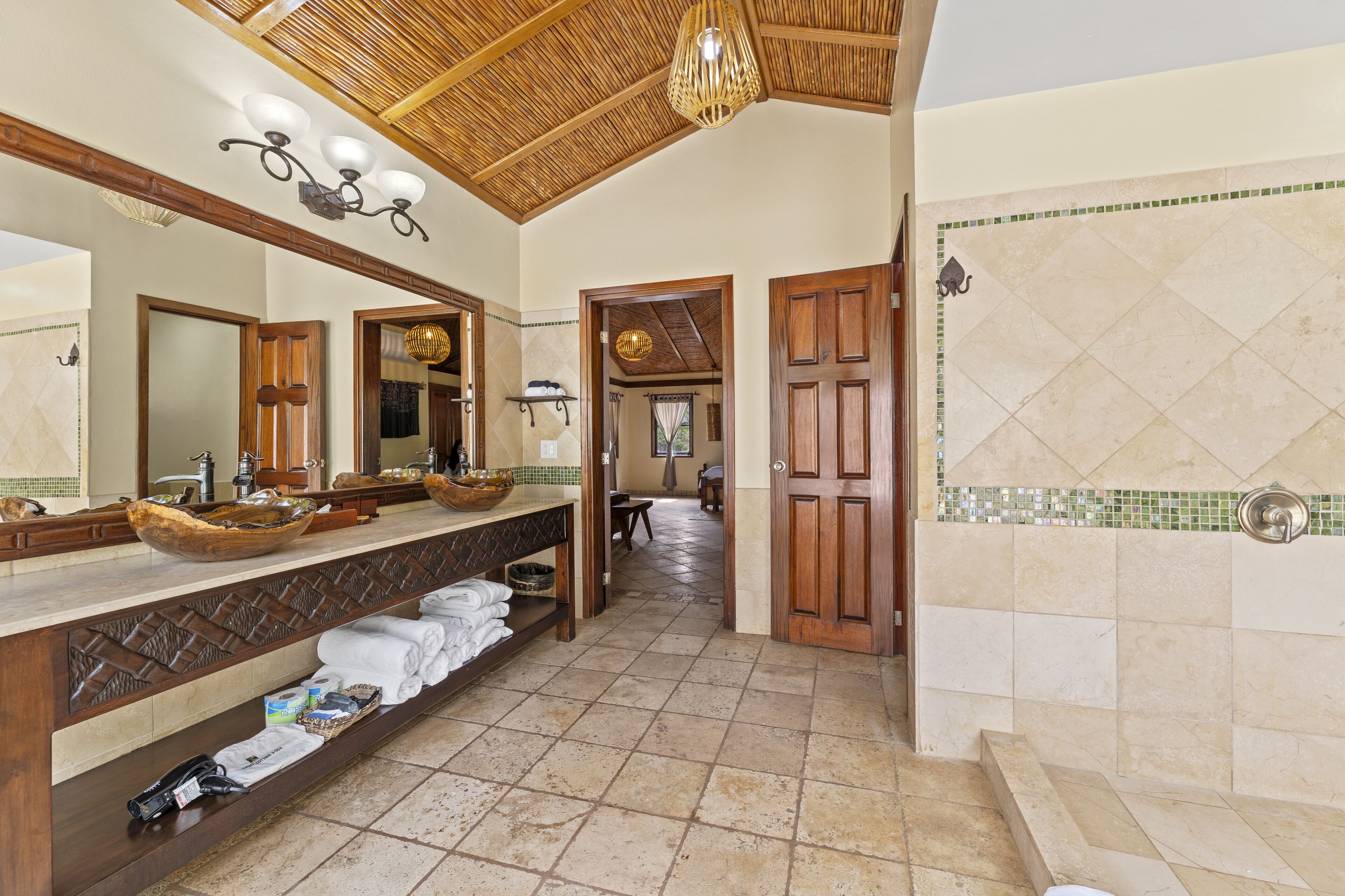 jungle cottage with plunge pool | bathroom | shower, free toiletries, hair dryer, towels