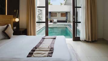 Villa, 3 Schlafzimmer, eigener Pool | Zimmersafe, Schreibtisch, VerdunkelungsvorhÀnge, schallisolierte Zimmer