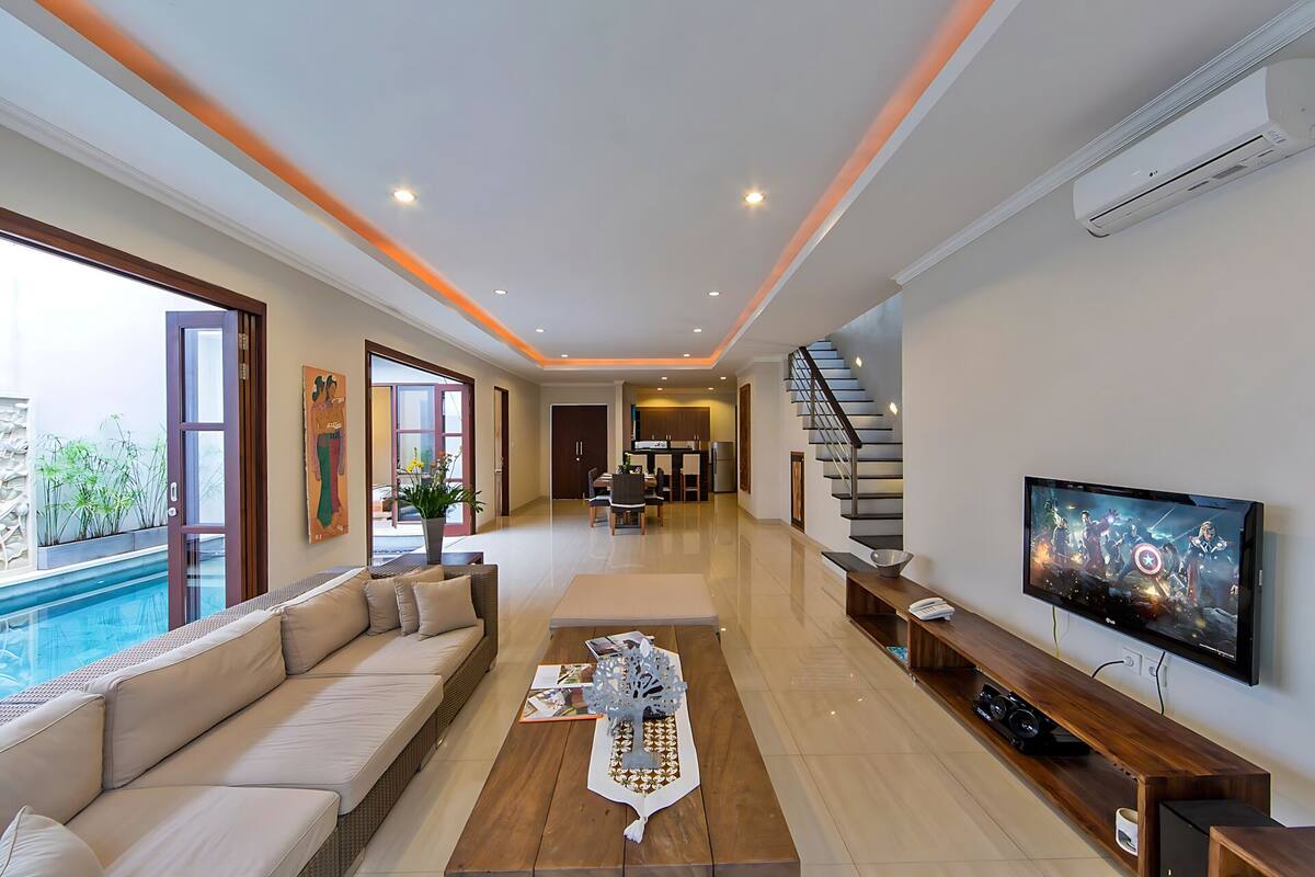 Villa, 3 Bedrooms, Private Pool | Living area | LED TV, DVD player