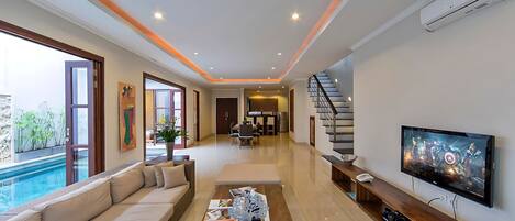 Villa - 3 soveværelser - privat pool | Opholdsområde | LED-tv, dvd-afspiller