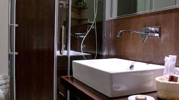 Shower, free toiletries, hair dryer, bathrobes