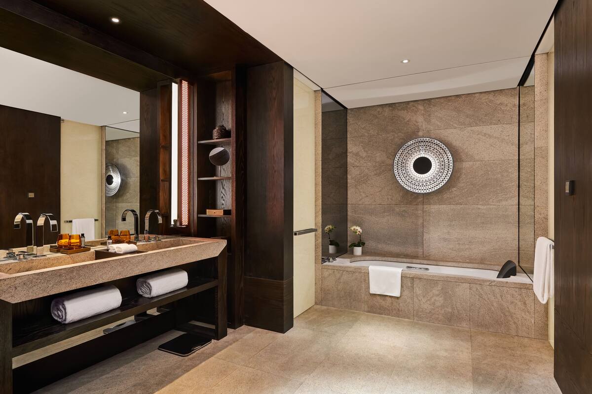 regency, suite, 1 king bed | bathroom | separate bathtub and shower, free toiletries, hair dryer, bathrobes