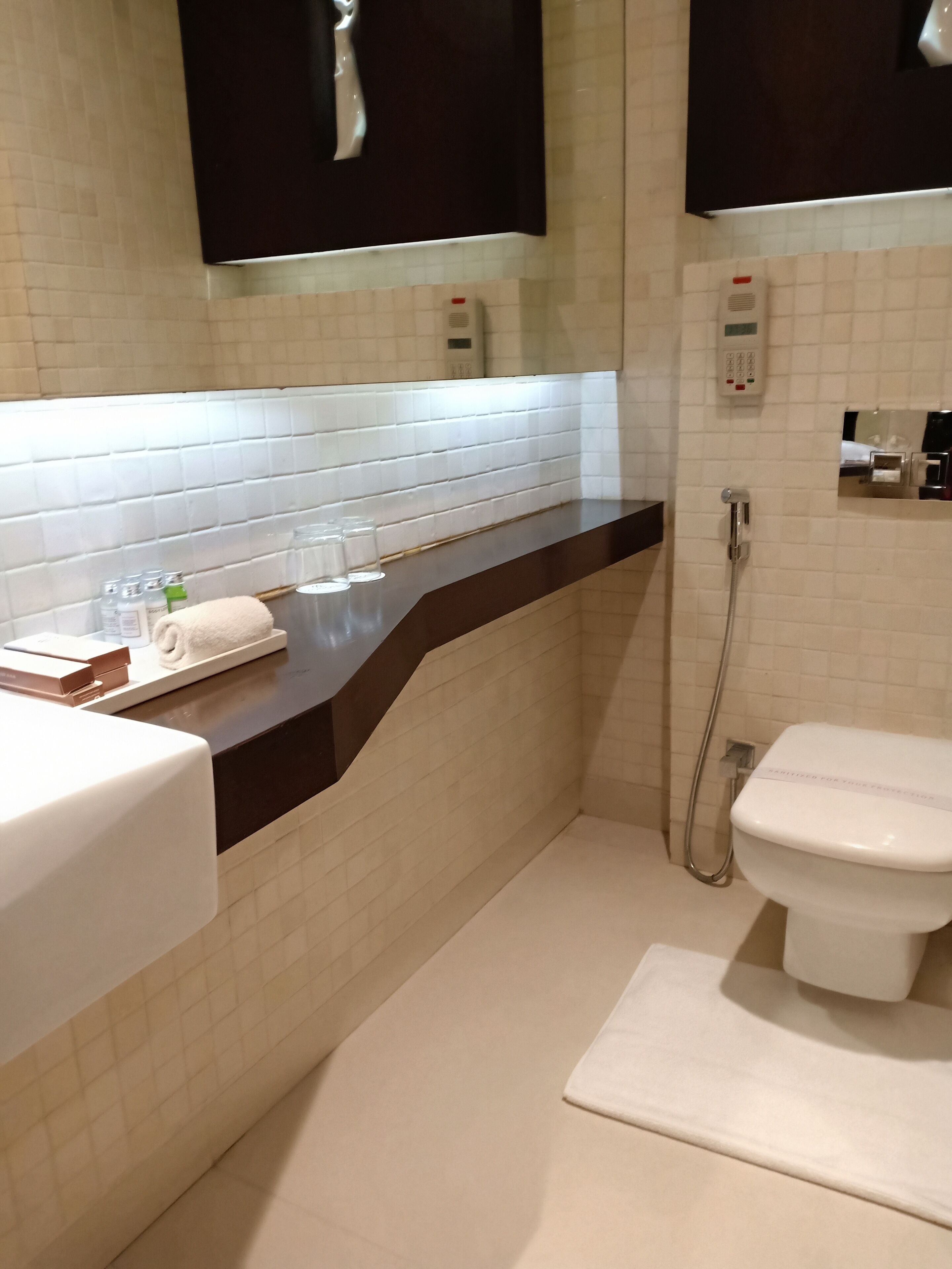 free toiletries, hair dryer, slippers, towels