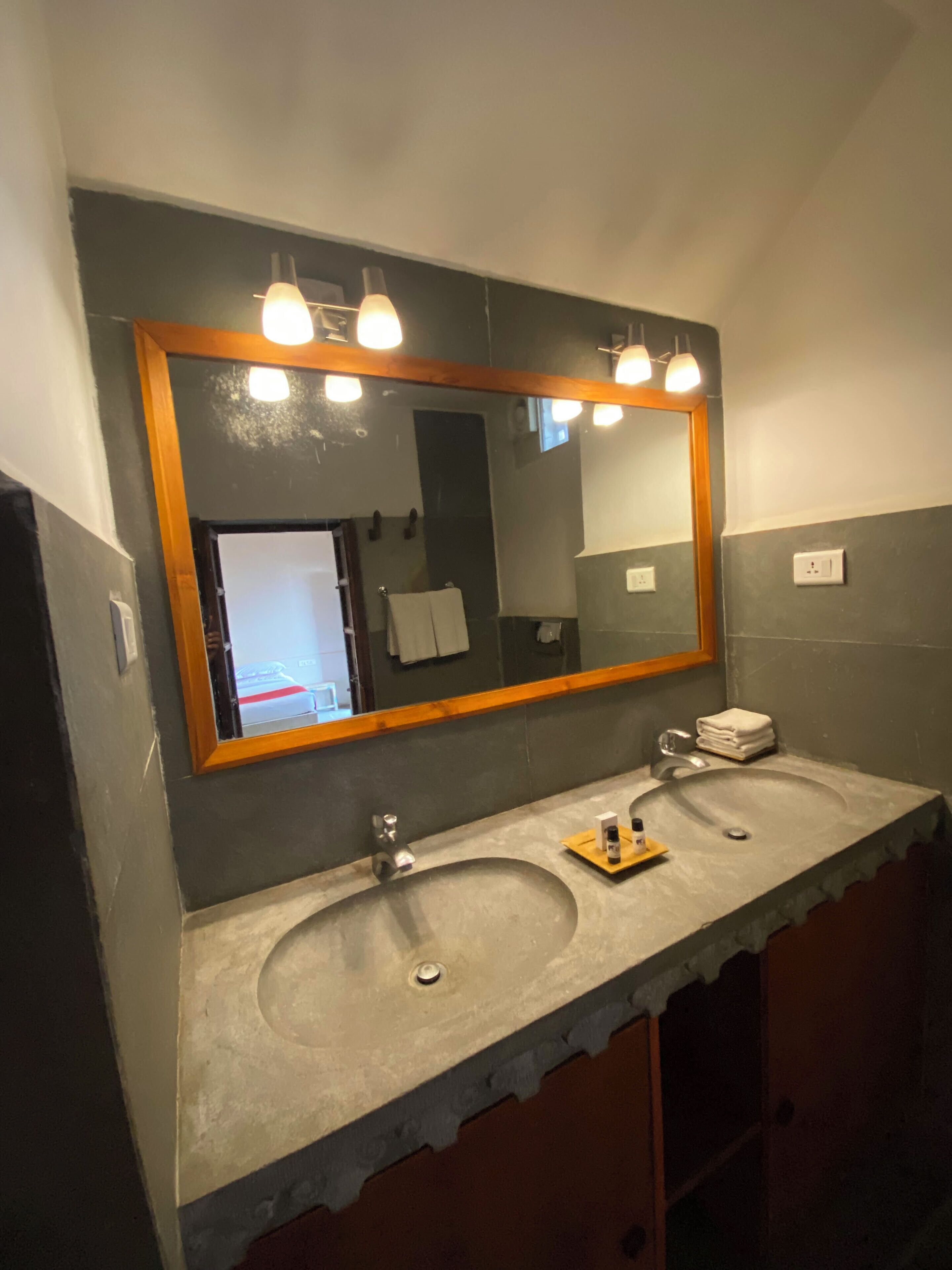 free toiletries, hair dryer, towels