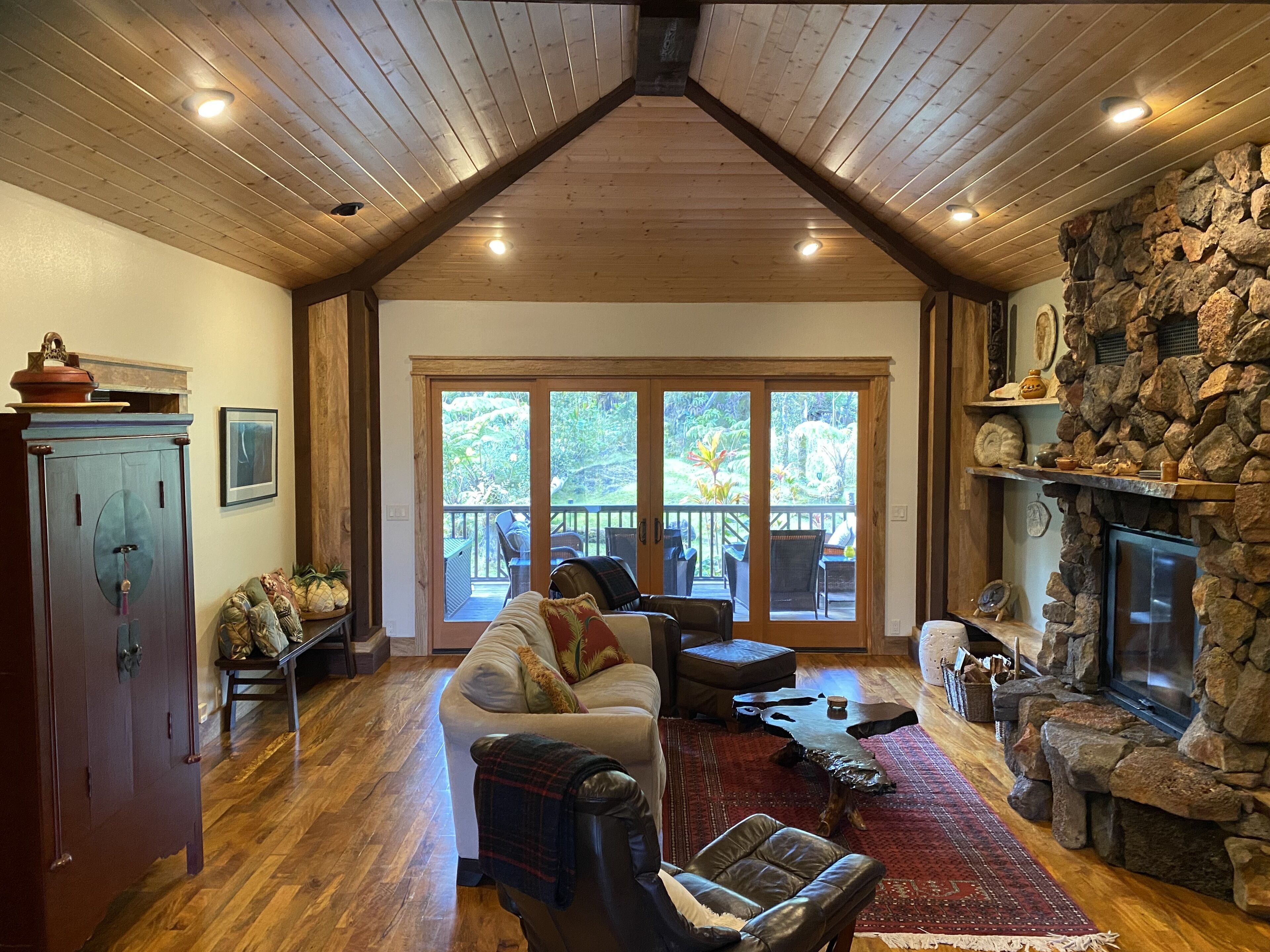 50-inch Smart TV with digital channels, TV, fireplace