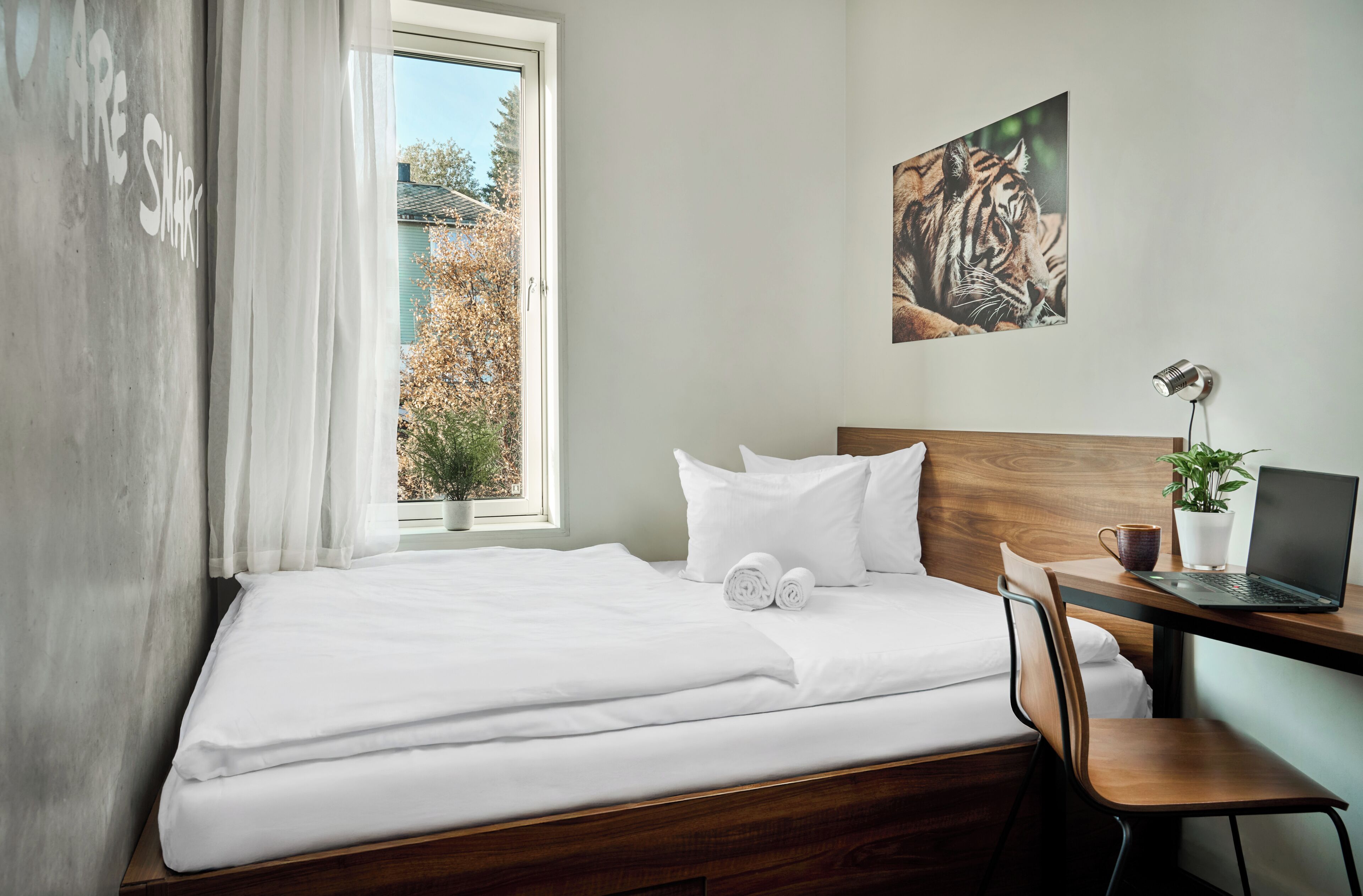 Desk, blackout drapes, WiFi (free), alarm clocks