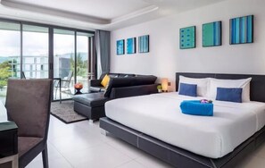 Monolocale, vista mare | Biancheria da letto di alta qualità, una cassaforte in camera