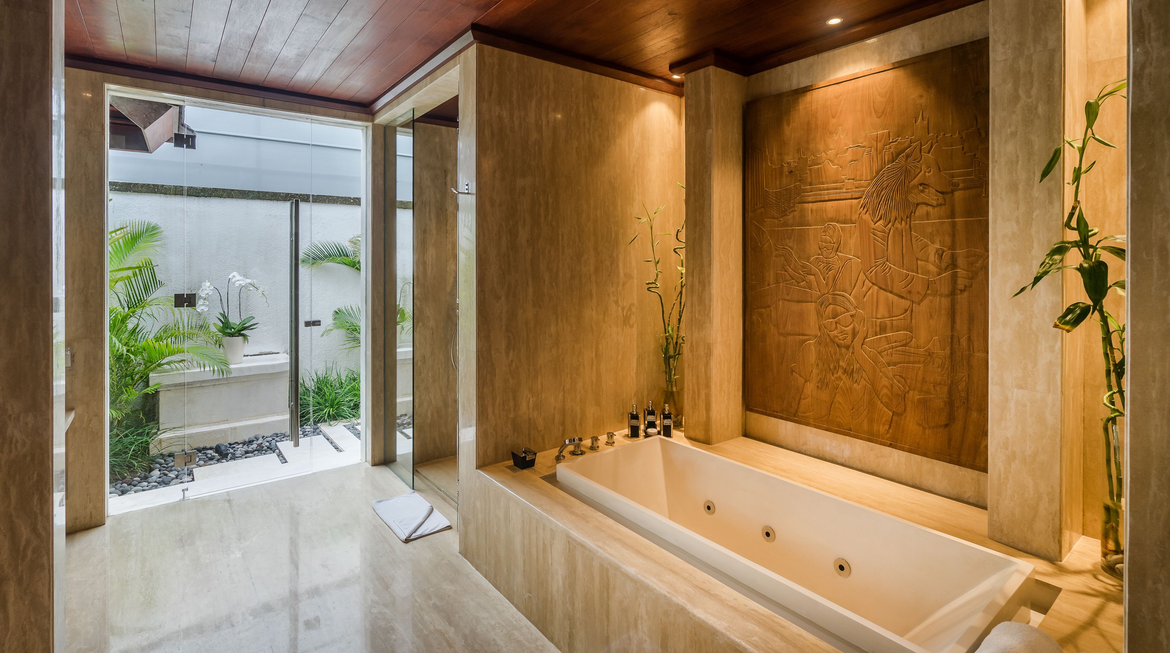 luxury villa, 1 bedroom, private pool, ocean view (the one) | bathroom | separate bathtub and shower, rainfall showerhead, designer toiletries