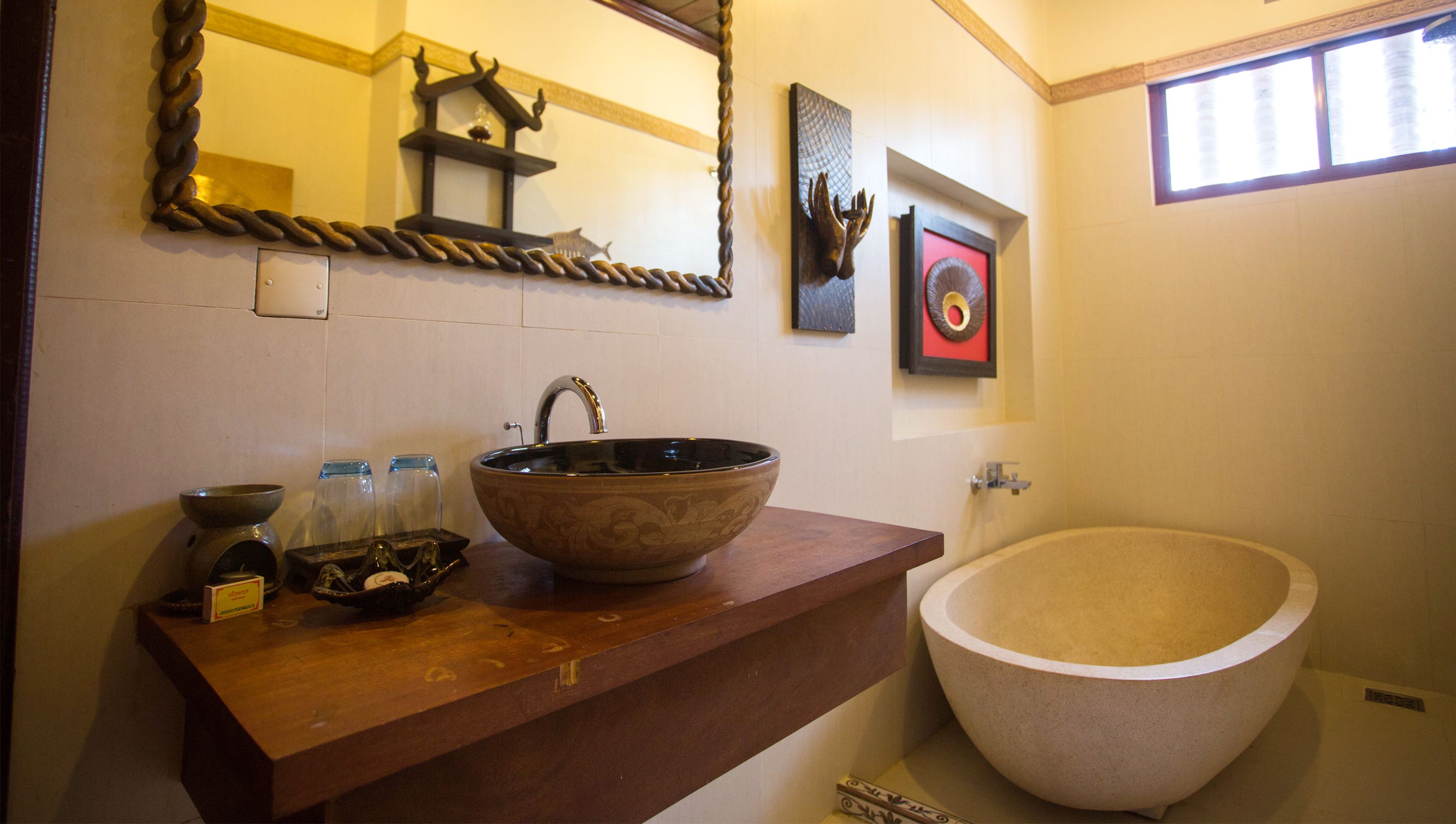 2-bedroom, family connecting villa | bathroom | separate bathtub and shower, deep-soaking bathtub, rainfall showerhead