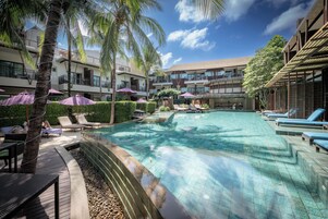 2 outdoor pools, open 8:00 AM to 8:00 PM, pool umbrellas, sun loungers