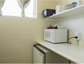 Weka Studio | Private kitchenette | Mini-fridge, microwave, electric kettle, toaster