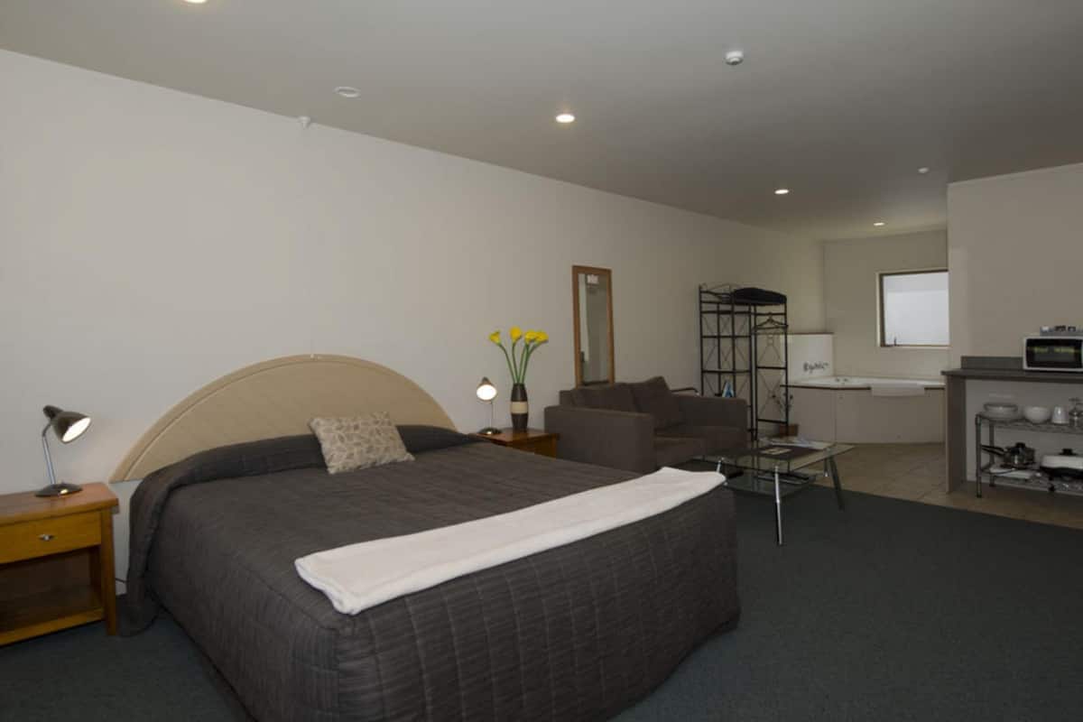 Estudio, 1 cama de matrimonio grande, no fumadores, bañera de hidromasaje | 1 dormitorio, tabla de planchar con plancha, wifi gratis y ropa de cama