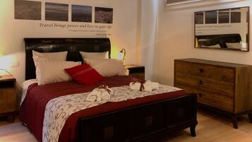 2 slaapkamers, geluiddichte muren, een strijkplank/strijkijzer