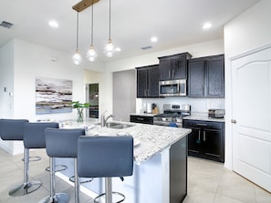 House, Multiple Beds, Private Pool, Pool View | Private kitchen | Fridge, microwave, stovetop, dishwasher - Lovely 6Bd Pool Spa Gm Hm Solterra Resort-8043osc (Davenport)