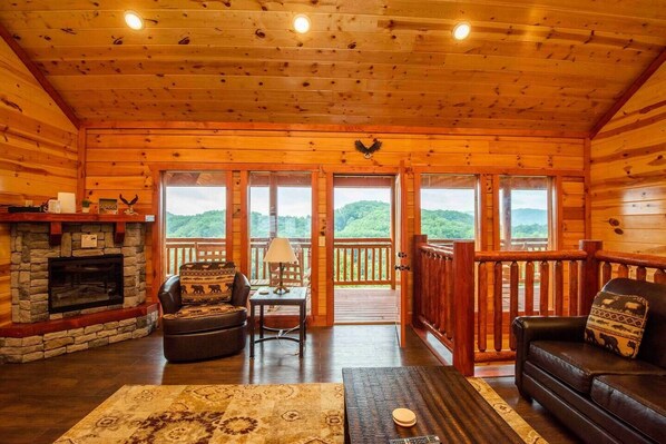 Smart TV, fireplace, video games, DVD player