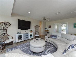TV, DVD player, books, music library