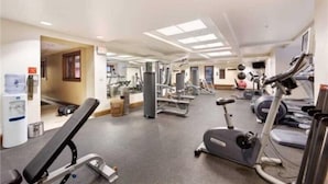 A gym with various exercise equipment including treadmills, stationary bikes, and weight machines. - Exclusive Ski in, Ski out 2 Bedroom Vacation Rental with Hot Tubs and Heated Outdoor Pool in Lionshead Village (Vail)