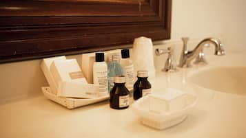 Combined shower/tub, hair dryer, towels, shampoo