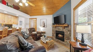 TV, lareira, DVD player