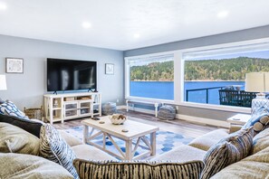 TV - Dog-Friendly Home with Canal Views, Game Room, Furnished Deck, Hot Tub & Patio (Union)