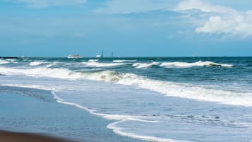 On the beach, beach towels
