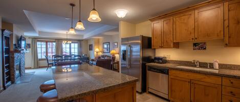 Fridge, microwave, oven, dishwasher