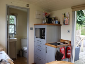 Fridge, microwave, toaster