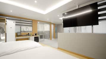 Suite, piscina privada (Suite Poolvilla) | Mobiliario individual y espacio para trabajar con un portátil