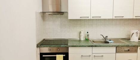 Fridge, microwave, oven, dishwasher