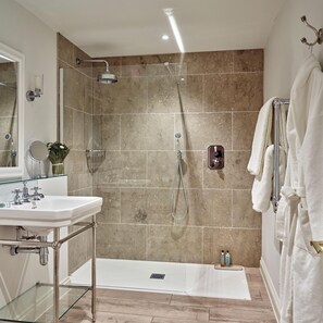 Combined shower/tub, hair dryer