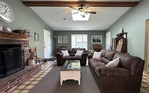Smart TV, fireplace, video games, DVD player