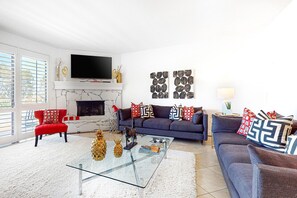 TV, fireplace, DVD player