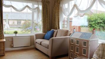 Smart TV, DVD player, books, video library