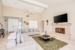 TV, fireplace, DVD player