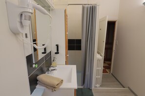 Badkar, hårtork, schampo och toalettpapper