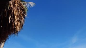 On the beach, white sand