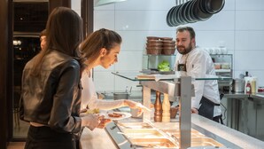 A buffet setup with multiple serving stations, a salad bar, and a variety of food items. - EFI SPA Hotel Superior & Pivovar (Brno)