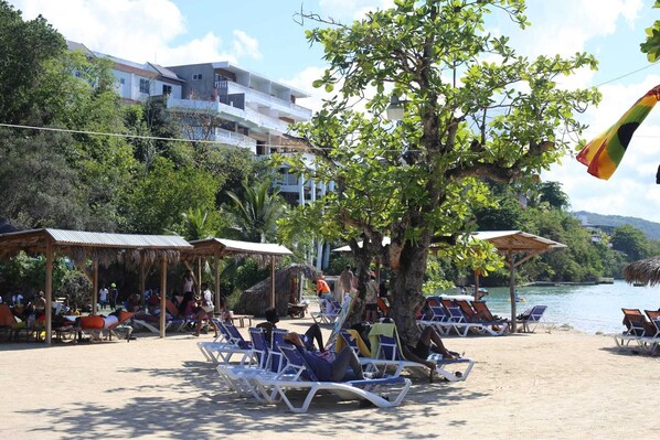 Beach nearby, sun-loungers