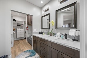 Shower, hair dryer, towels - Coastal Escape | 2BR/2B | w/King En-suite + BalconyViews | Deck, FireTable + BBQ (Oceanside)