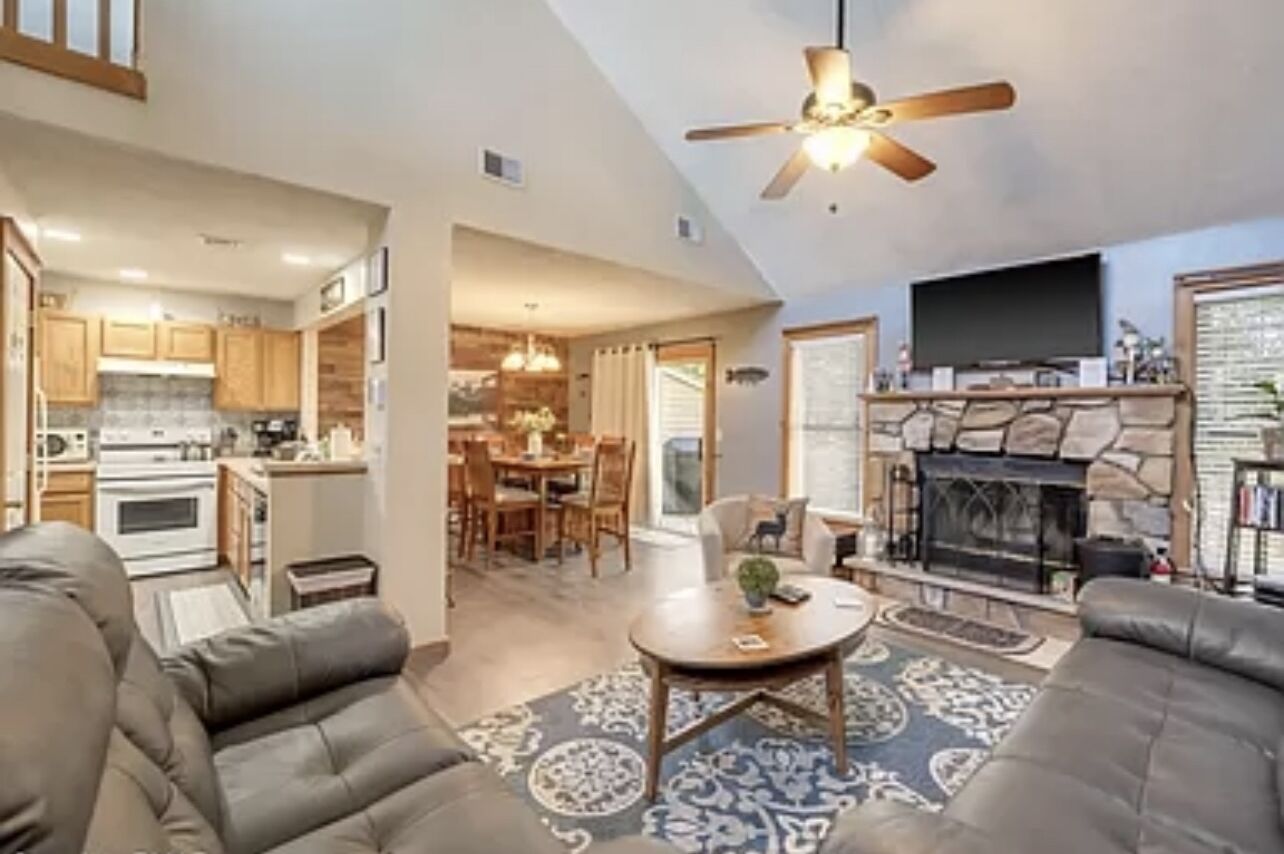 Smart TV, fireplace, video games, DVD player