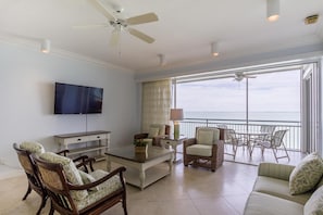 House, Multiple Beds, Private Pool, Ocean View | Living room | TV - South Seas Homes of Distinction Seabreeze 1253 Condo (Captiva)