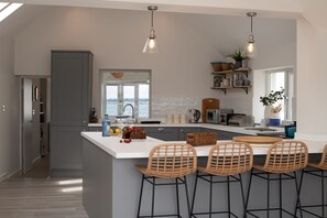 Microwave, oven, dishwasher, high chair