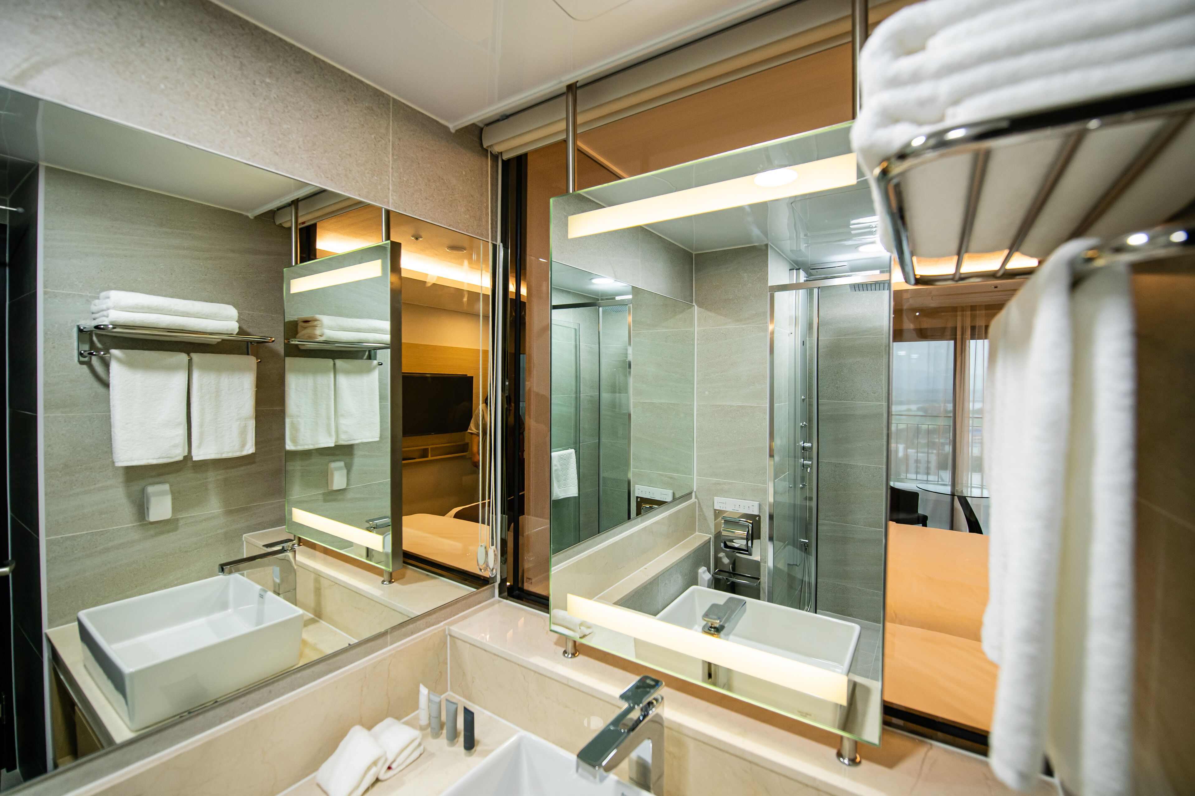 shower, hair dryer, dressing gowns, slippers